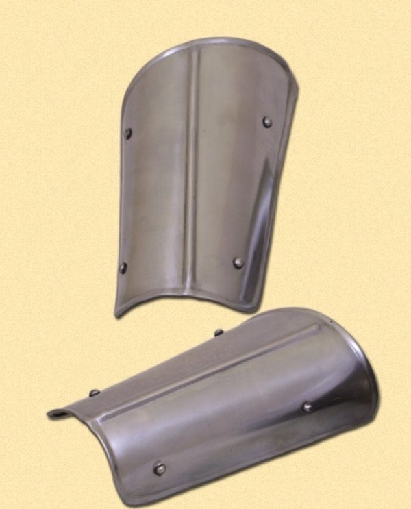 Arm guard with mid rib, steel (pair)